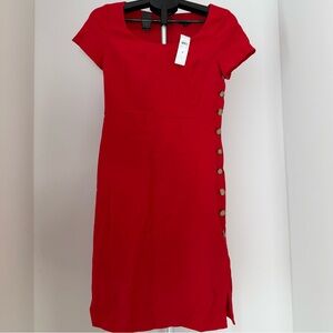 Ann Taylor Red Midi Dress with Side Buttons